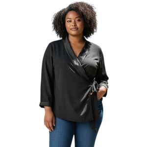 H&M CONSCIOUS COLLECTION BLACK WRAP BLAZER SZ.12 EUC.